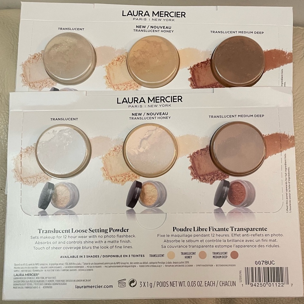 2 Pack Laura Mercier Translucent Loose Setting Powder Honey Medium Deep Samples